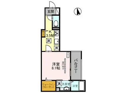 D-ROOM千代田町(1K/1階)の間取り写真