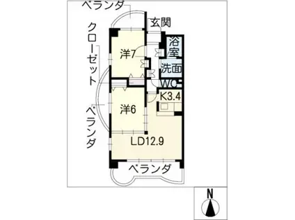 グランプラス真清II(2LDK/3階)の間取り写真