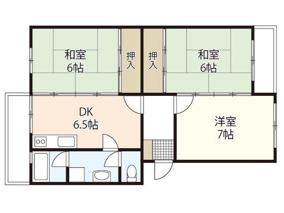大塚西マンション(3DK/3階)の間取り写真