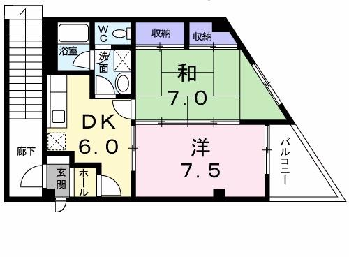 シュマンハウス(2DK/2階)の間取り写真