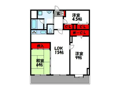 ロワールマンション篠栗III(3LDK/8階)の間取り写真