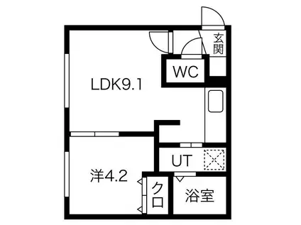 WYNN白石(1LDK/1階)の間取り写真