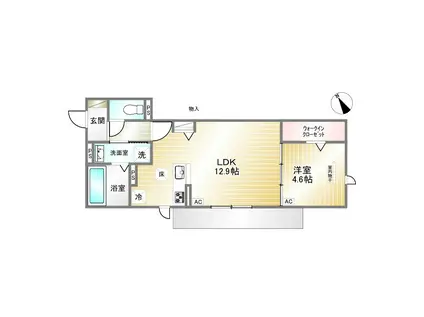 LAMAISON大池町(1LDK/2階)の間取り写真