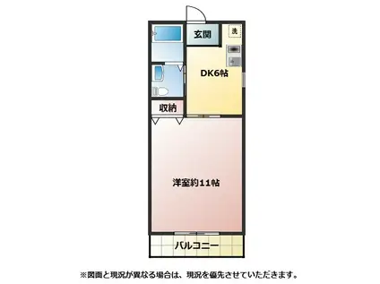 ラ・カーサ・フェリーチェ(1DK/2階)の間取り写真