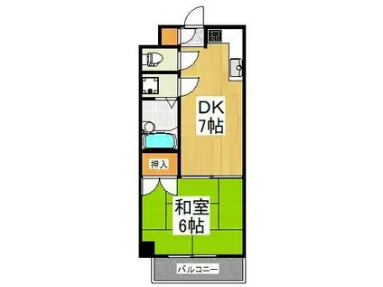 新狭山ペガサスビル(1DK/6階)の間取り写真