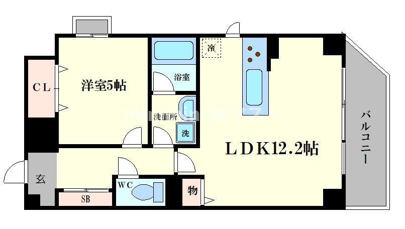 ゼクス九条(1LDK/2階)の間取り写真