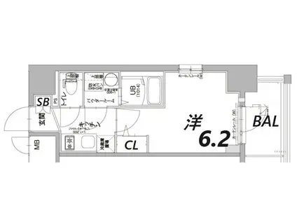 エスリード神戸グランドール(1K/12階)の間取り写真