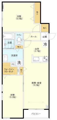 メゾン・ド・リラ(2LDK/3階)の間取り写真