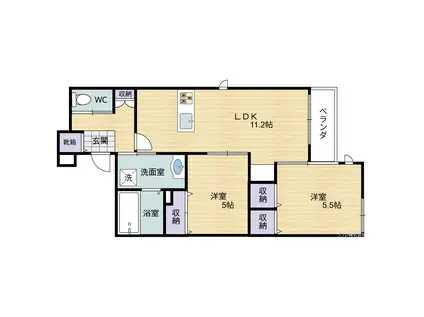 エミネンス(2LDK/2階)の間取り写真