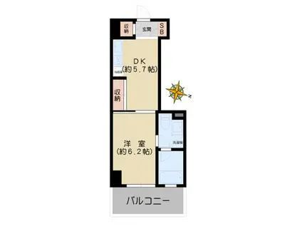 ベルファース本郷弓町(1DK/7階)の間取り写真