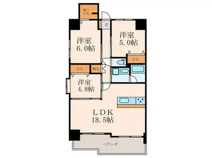 シュライン妙見レジデンス(3LDK/9階)の間取り写真