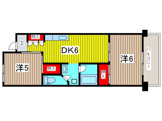 日輝パークマンション(2DK/4階)の間取り写真