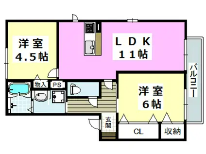 エスポワール(2LDK/1階)の間取り写真