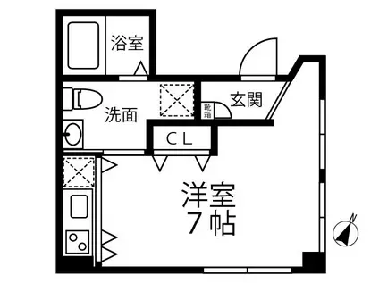 カーサ太子堂(1K/3階)の間取り写真
