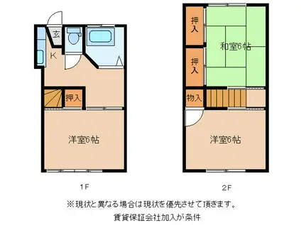 ホワイトコートうしく(3K/1階)の間取り写真