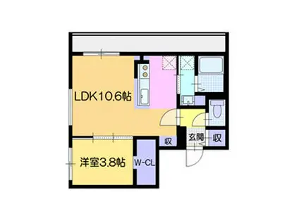 ラ・シュエット元町(1LDK/2階)の間取り写真