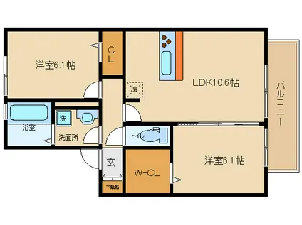 ソレイユ ドゥ(2LDK/2階)の間取り写真