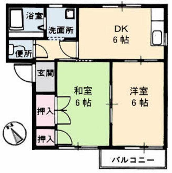 コーポアルジヤ(2DK/2階)の間取り写真
