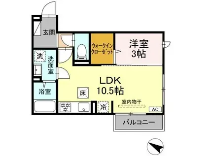 ロイヤルステージ西持田町 B棟(1LDK/1階)の間取り写真