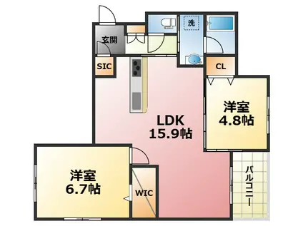 ROSE GRANDE KOSHIEN(2LDK/1階)の間取り写真