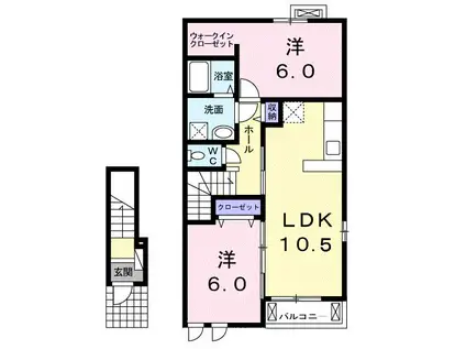 ガーデンハウス マーブルI(2LDK/2階)の間取り写真