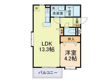 クラランス渡鹿II(1LDK/2階)の間取り写真
