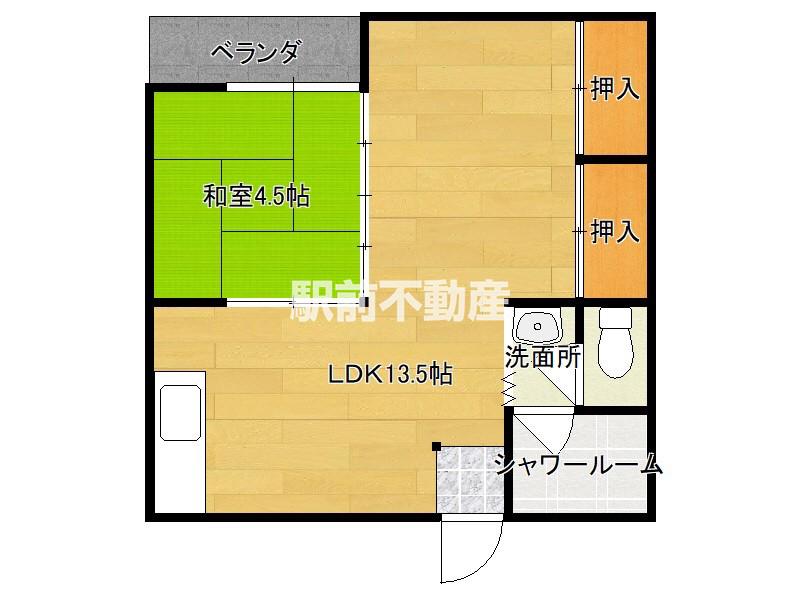 コーポゆり(1LDK/2階)の間取り写真