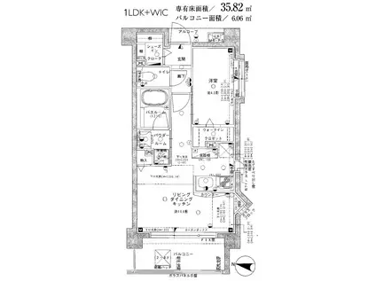 グローベル志村坂上プライムシティ(1LDK/1階)の間取り写真