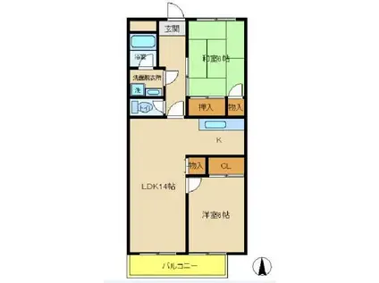 プレジオ王塚台(2LDK/3階)の間取り写真