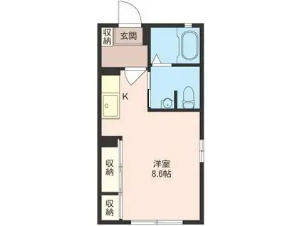 メーノ・マーレ(ワンルーム/1階)の間取り写真