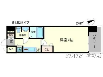 エスリード大阪城公園(1K/9階)の間取り写真