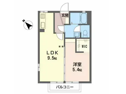 ノイエス前田南(1LDK/1階)の間取り写真