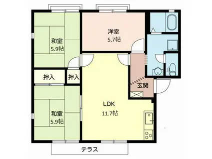 メゾン プレミール(3LDK/1階)の間取り写真