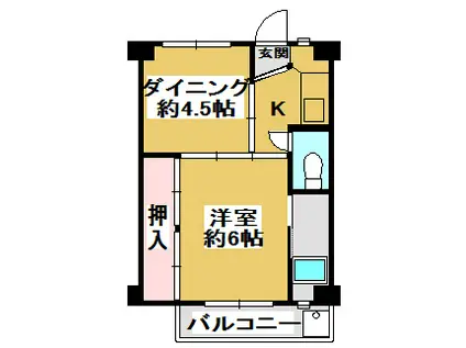 ビレッジハウス沢野本I(1DK/5階)の間取り写真