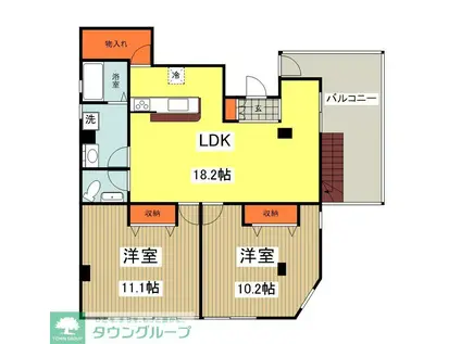 元本郷町田口ビルII(2LDK/3階)の間取り写真