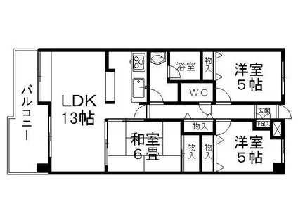 ロイヤルパレス長町南III(3LDK/1階)の間取り写真