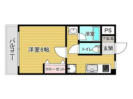 スリム太宰府(1K/2階)の間取り写真