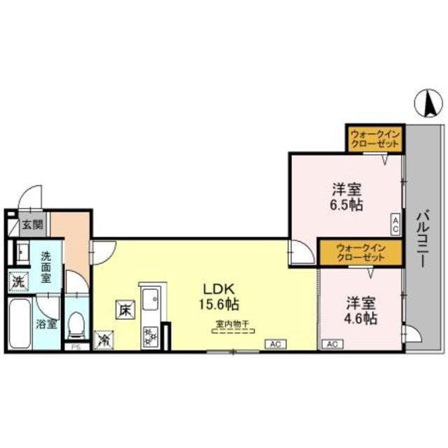 ハイダウェイ両替町(2LDK/1階)の間取り写真