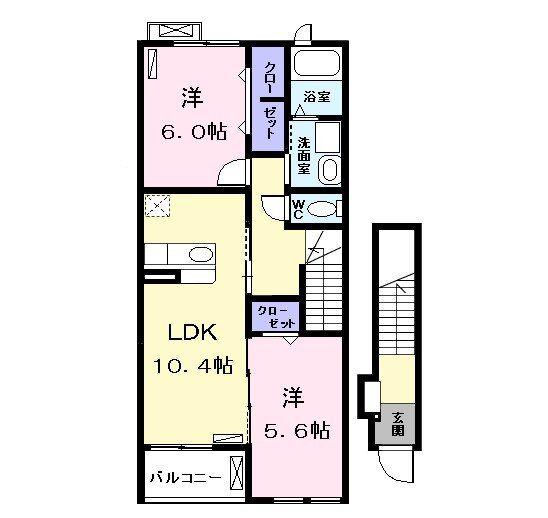 KURA(2LDK/2階)の間取り写真