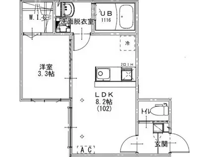 KEIAI RESIDENCE 小手指(1LDK/1階)の間取り写真