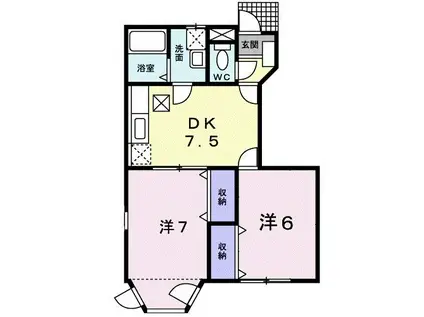 クレール北浜I(2DK/1階)の間取り写真