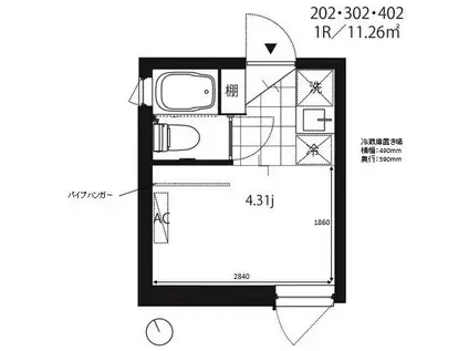 MA2209(ワンルーム/2階)の間取り写真