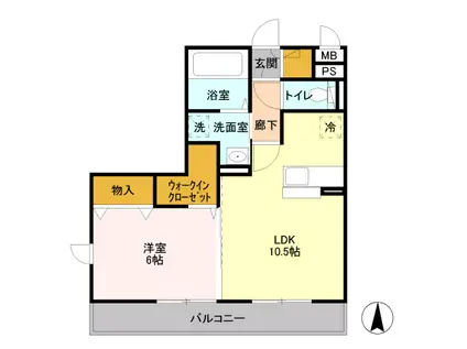 グランシャリオ(1LDK/1階)の間取り写真