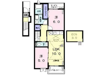 T・イストワール(2LDK/2階)の間取り写真