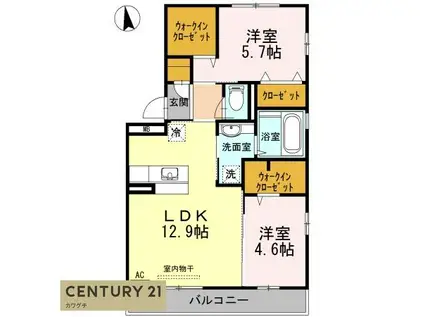 黒石ヒルズ(2LDK/2階)の間取り写真