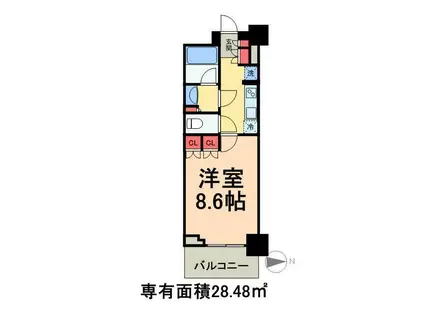 パークアクシス辰巳ステージ(1K/5階)の間取り写真