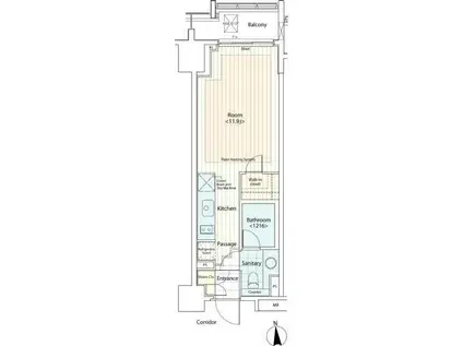 カスタリア麻布十番II(ワンルーム/9階)の間取り写真