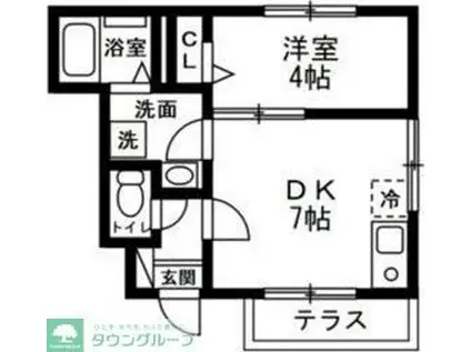 ドエル・SAMA(1DK/1階)の間取り写真