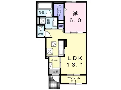 ヴィラ アストラガル DK(1LDK/1階)の間取り写真