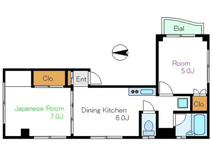 コーポアブニール(2DK/4階)の間取り写真